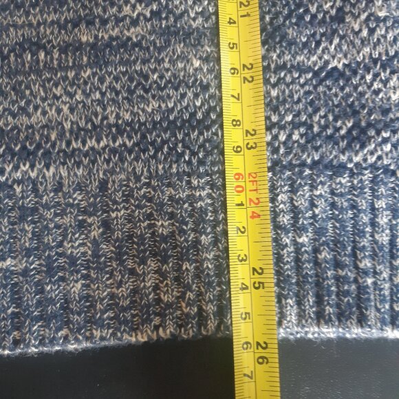 Pierre Cardin Blue & White 100% Cotton Sweater 4 Button, Partial Placket Zipper - Picture 13 of 15